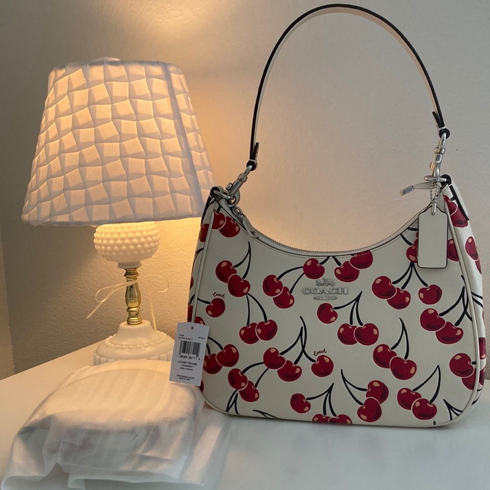 Coach Cherry Print Shoulder Bag - White and Red. Teri hobo. NWT